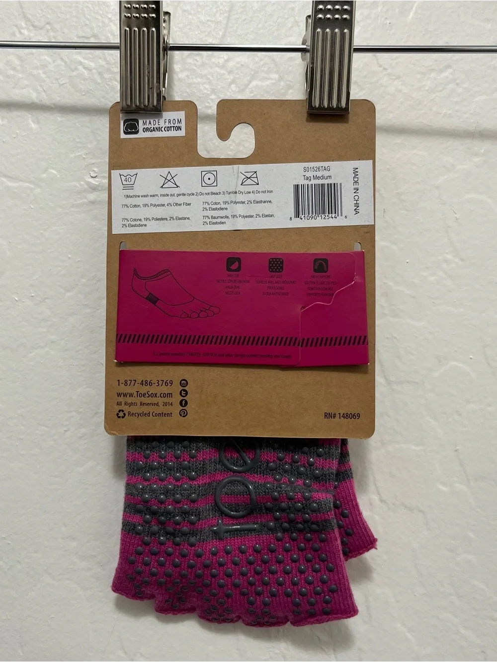 NWT ToeSox Bellarina Full Toe Grip Socks Size M Pilates Barre Yoga Organic